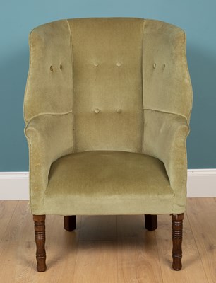 Lot 308 - An antique Georgian-style wingback armchair