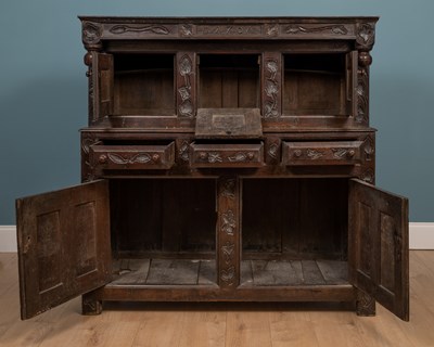 Lot 249 - An 17th or 18th century oak court cupboard