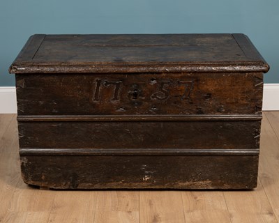 Lot 359 - An old heavy oak chest