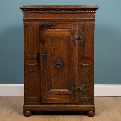 Lot 1331 - An antique Continental oak cupboard