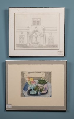 Lot 126 - An architectural sketch; together with a print on paper