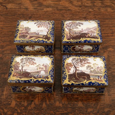 Lot 325 - Set of four rectangular shaped enamel boxes...