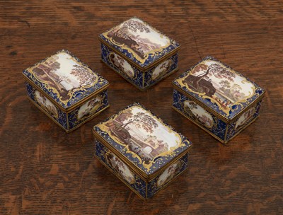 Lot 325 - Set of four rectangular shaped enamel boxes...