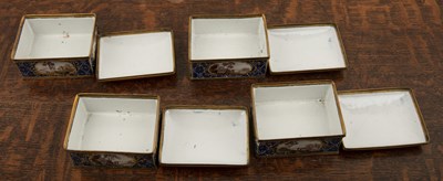 Lot 325 - Set of four rectangular shaped enamel boxes...