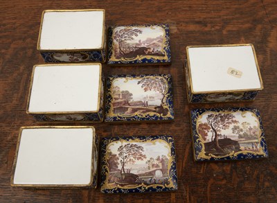 Lot 325 - Set of four rectangular shaped enamel boxes...