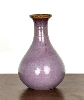 Lot 102 - Flambe pear-shaped vase Chinese, the ribbed...