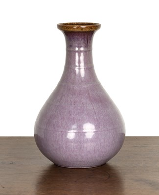 Lot 102 - Flambe pear-shaped vase Chinese, the ribbed...