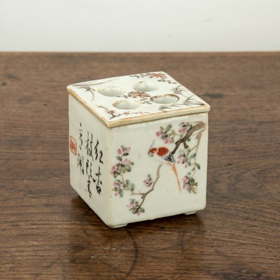 Lot 336 - Square porcelain pen holder Chinese, Republic...