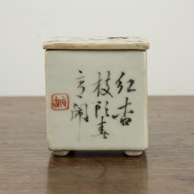 Lot 336 - Square porcelain pen holder Chinese, Republic...