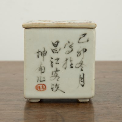 Lot 336 - Square porcelain pen holder Chinese, Republic...