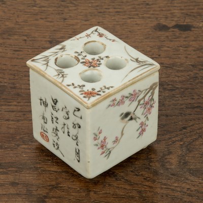 Lot 336 - Square porcelain pen holder Chinese, Republic...