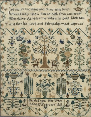 Lot 328 - A 19th century sampler worked by Sarah Evans...