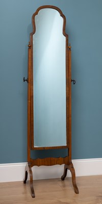 Lot 114 - A narrow walnut framed cheval mirror