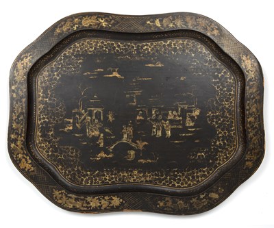 Lot 333 - An early 19th century chinoiserie lacquered...