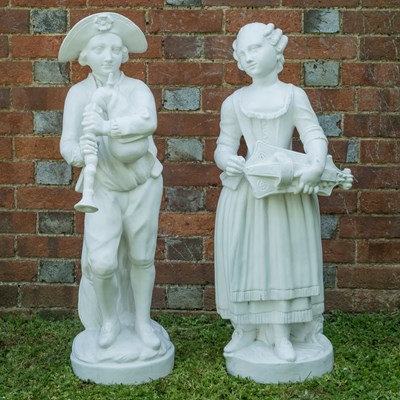 Lot 221 - A pair of white painted plaster and terracotta sculptures