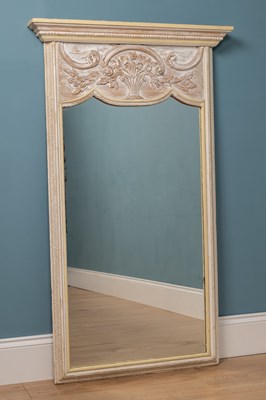 Lot 222 - A French-style whitewashed overmantel mirror