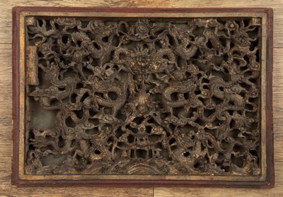 Lot 414 - Carved altar panel Chinese carved in relief...