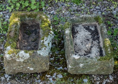 Lot 236 - Two mossy and weathered stone trough planters