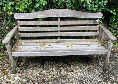 Lot 240 - A wooden garden bench marked 'Swan Hattersley'