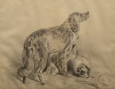 Lot 116 - A sketch of two dogs