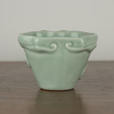 Lot 287 - Celadon porcelain Lingzhi libation cup Chinese...