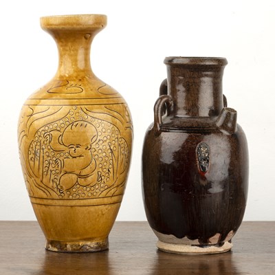 Lot 285 - Changsha ewer Chinese with dark brown glaze...