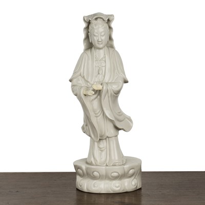 Lot 281 - Large Dehua blanc de chine standing figure...