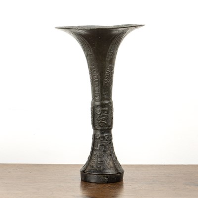 Lot 379 - Bronze and fluted gu vase Chinese of archaic...