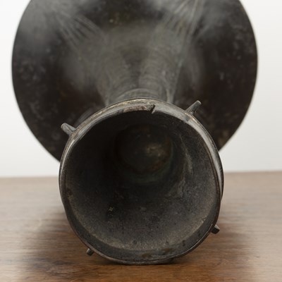 Lot 379 - Bronze and fluted gu vase Chinese of archaic...