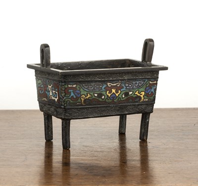 Lot 373 - Small bronze censer Chinese of rectangular...