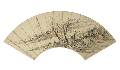 Lot 425 - Two wash fan studies Chinese, 18th/19th...