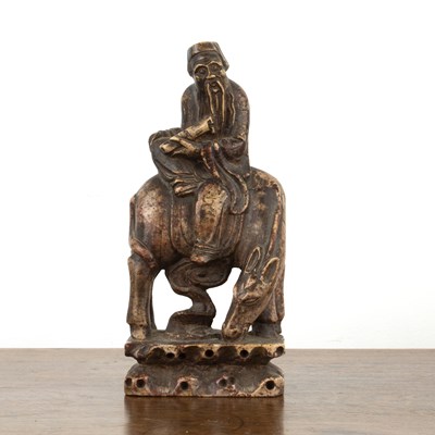 Lot 418 - Soapstone model of Shulao on a horse Chinese,...