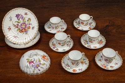 Lot 468 - A Dresden porcelain part tea set