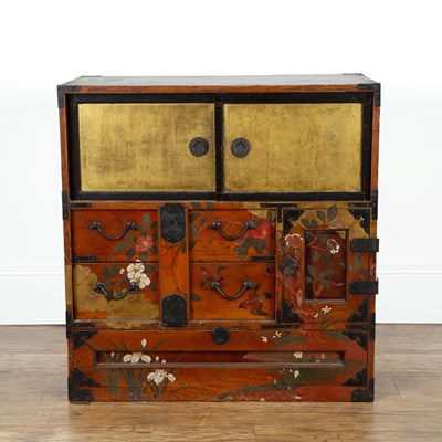 Lot 624 - Gilt lacquer and painted cabinet Japanese,...