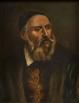 Lot 375 - Ernest Dorft Portrait of a Jewish scholar,...