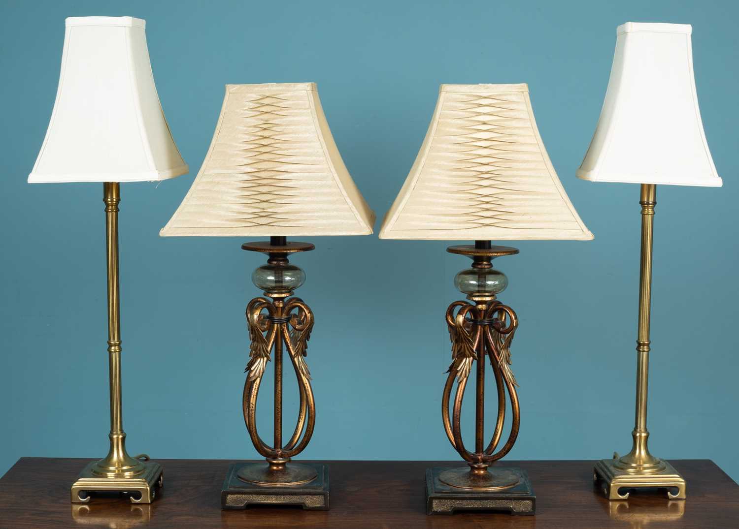 Lot 550 - Two pairs of contemporary table lamps