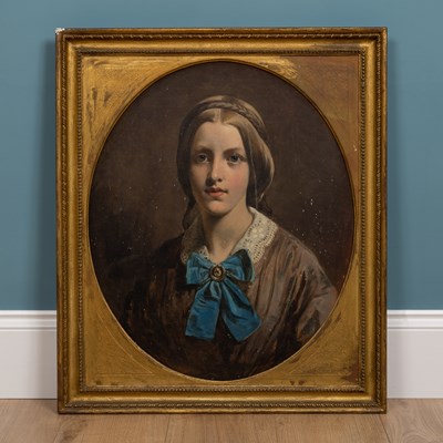 Lot 137 - 19th century English School, head and shoulder portrait of a young woman
