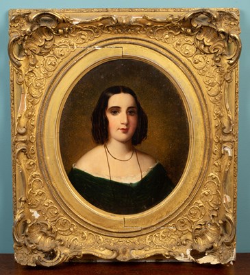 Lot 399 - 19th century school, head and shoulder portrait of Sarah Lucas