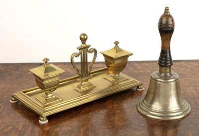 Lot 303 - Victorian brass desk stand bearing marks for...
