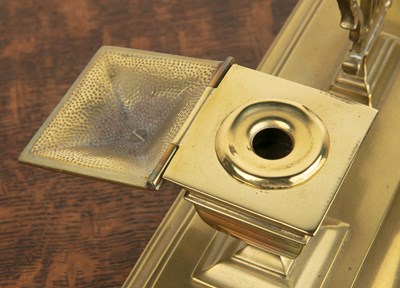 Lot 303 - Victorian brass desk stand bearing marks for...