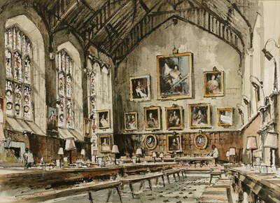 Lot 227 - John Hoar (b.1947) Exeter College dining hall,...