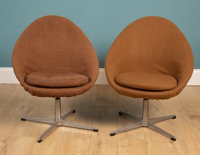 Lot 248 - A pair of late 20th century brown upholstered tub chairs