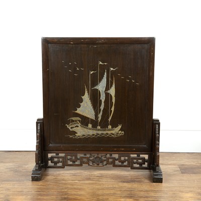 Lot 462 - Screen Chinese painted with a three-masted...