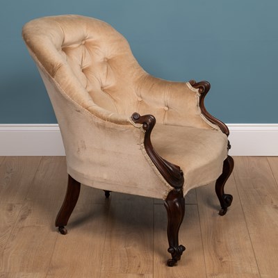 Lot 72 - A 19th century mahogany button-back armchair