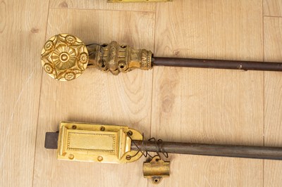 Lot 112 - A collection of five French gilt detail metal door bolts