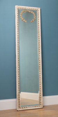 Lot 253 - A tall whitewashed wooden wall mirror