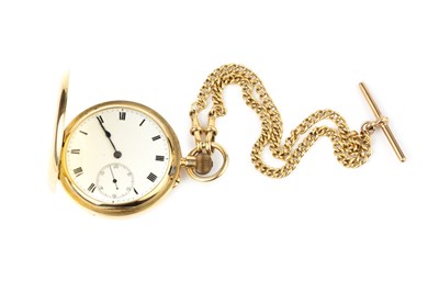 Lot 117 - An 18ct gold hunter pocket watch, the white...