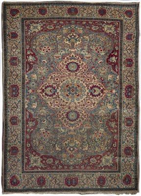 Lot 367 - An antique Persian red and blue ground rug...