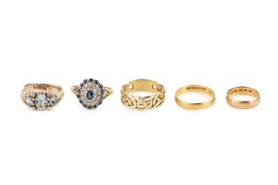 Lot 127 - A collection of rings, comprising two blue...