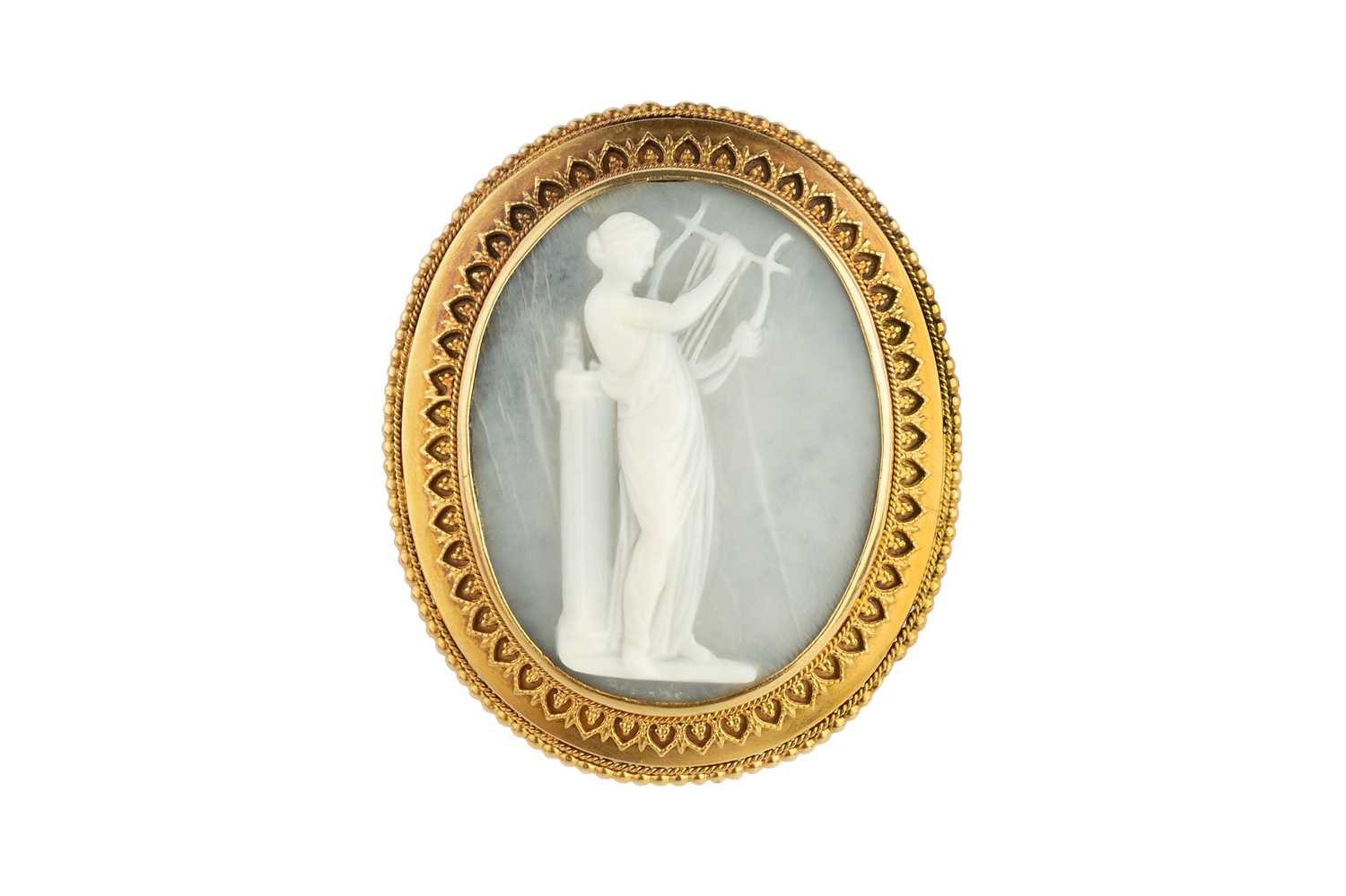 Lot 26 - A 19th century cameo brooch, carved to depict...
